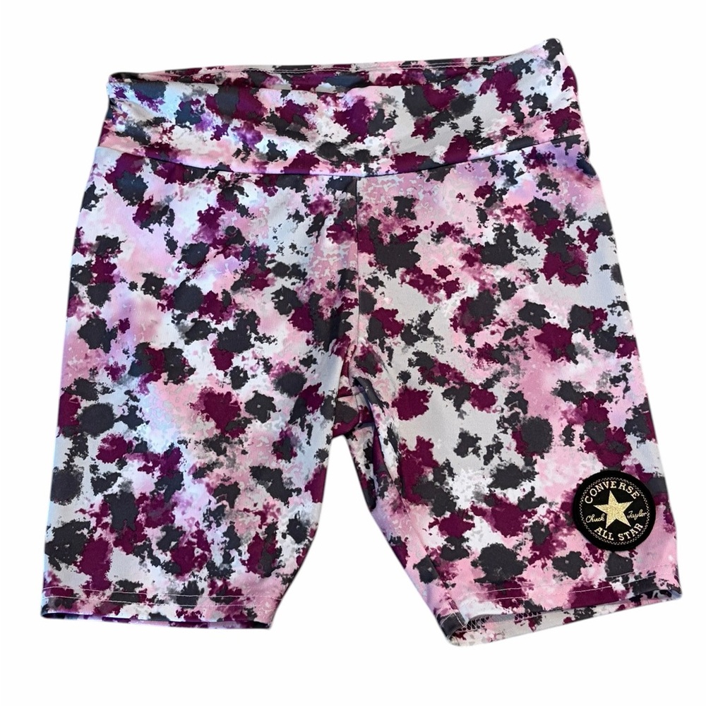 Converse Bike Shorts Girls Size M (10-12) Pink Purple Abstract Print Stretch